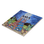 "Snuggle Bunnies" 6"タイル/三徳；ロマンチックなウサギ タイル (側面)