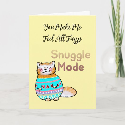 Snuggle Mode Cat Valentine Card カード (正面)