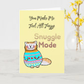 Snuggle Mode Cat Valentine Card カード (黄色い花)