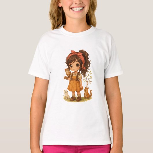 Snuggle Pup Kawaii Squirel girl Tシャツ (正面)