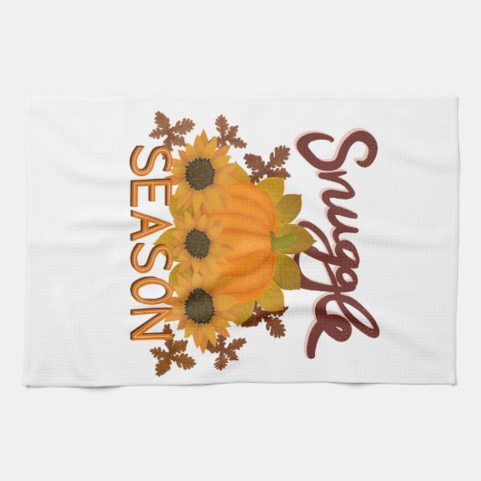 “Snuggle Season” Autumn/Fall Themed Tea Towel キッチンタオル (横)