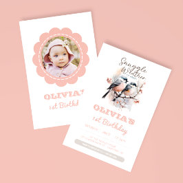 Snuggle Weather Winter子供の誕生日写真 招待状