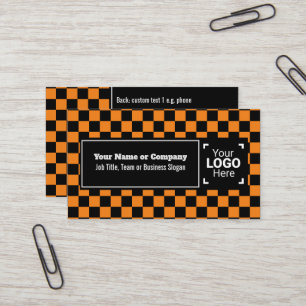Snzzy Orange / Black 市松模様に Own文字, QR,ロゴ 名刺