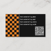 Snzzy Orange / Black 市松模様に Own文字, QR,ロゴ 名刺 (裏面)