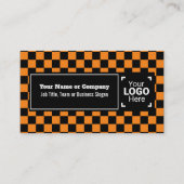 Snzzy Orange / Black 市松模様に Own文字, QR,ロゴ 名刺 (正面)