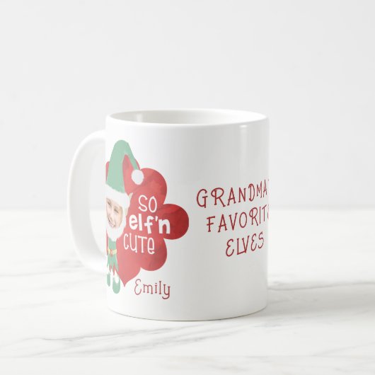 SOおもしろい小妖精や小人の可愛い小妖精や小人フォトマパーソナライズされたスク コーヒーマグカップ (正面左)