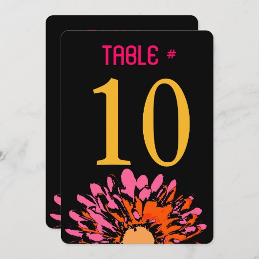 SOかわいらしデイジーバルミツワー表番号カード 招待状 (正面/裏面)