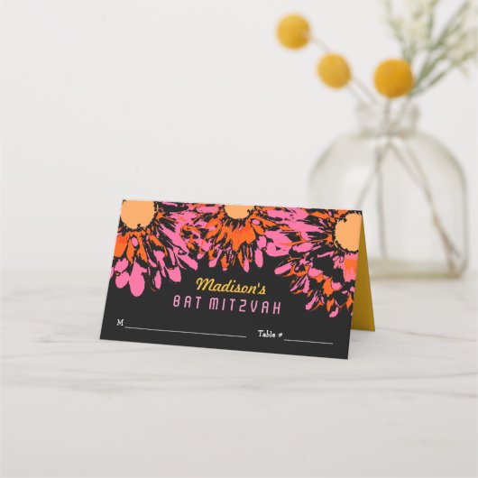 SOかわいらし春バルミツワー座席エスコートカード プレイスカード (正面)