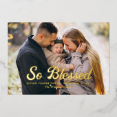 So -賛美 Thanksgiving Family Photo Holiday Car 箔シーズンカード (正面)