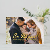 So -賛美 Thanksgiving Family Photo Holiday Car 箔シーズンカード (立ち正面)