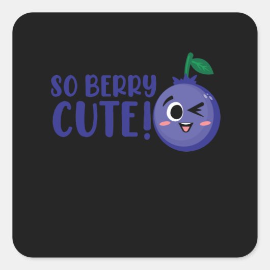 So Berry Cute Blueberries Eater Blueberry Lover スクエアシール (正面)