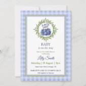 So Berry Sweet Baby Shower Blueberry Blue Plaid 招待状 (正面)