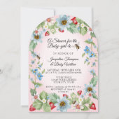 So Berry Sweet Pink Gingham Girl to Bee Shower 招待状 (正面)