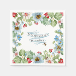 So Berry Sweet Strawberry男の赤ちゃんからBee Shower スタンダードカクテルナプキン