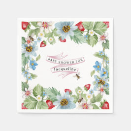 So Berry Sweet Strawberry Baby Girl to Bee Shower スタンダードカクテルナプキン