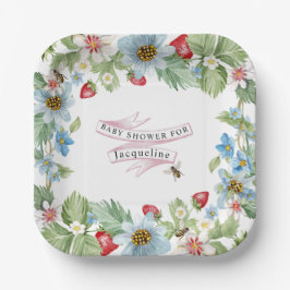 So Berry Sweet Strawberry Baby Girl to Bee Shower ペーパープレート