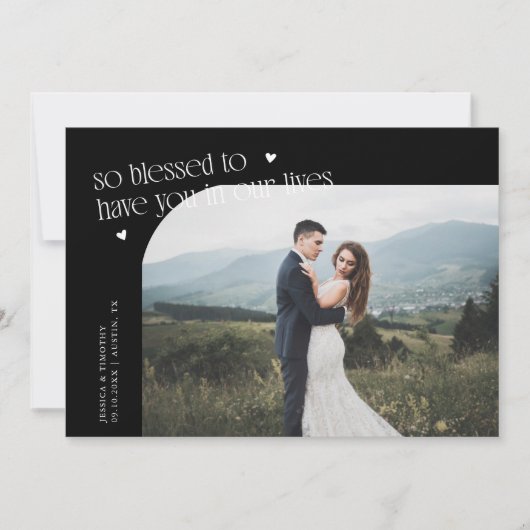 So Blessed Black Wedding Photo サンキューカード (正面)