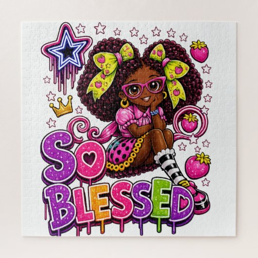 So Blessed™ StarBerry | かわいい女の子とイチゴ ジグソーパズル (縦)