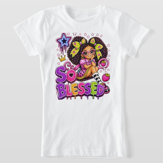 So Blessed™ StarBerry | かわいい女の子のイチゴデザイン Tシャツ (レイダウン)