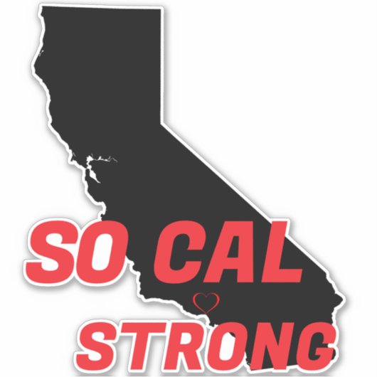 SO CAL STRONG Red Blk CAアウトラインハート シール (正面)