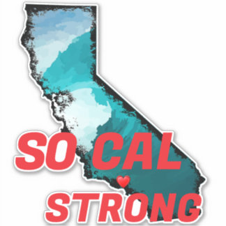 SO CAL STRONG Red Blk CAアウトライン海無地のハート シール