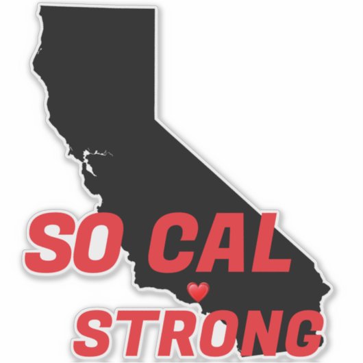 SO CAL STRONG Red Blk CA無地のハート シール (正面)