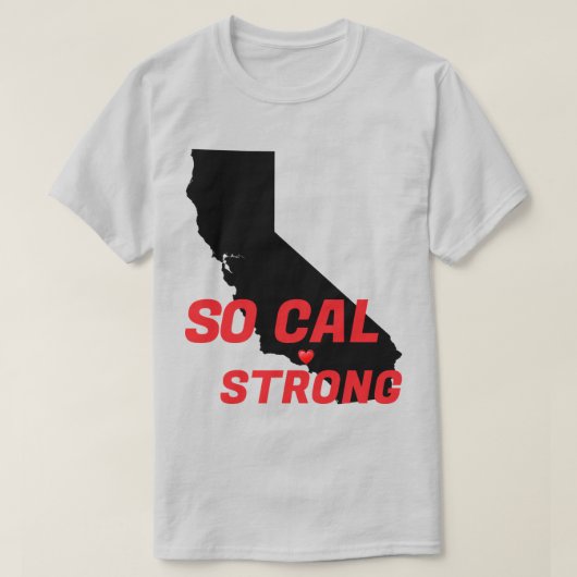 SO CAL STRONG Red Blk CA無地のハート Tシャツ (デザイン正面)