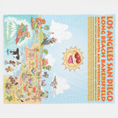 So California都市とビーチフリースブランケット フリースブランケット (正面(横))