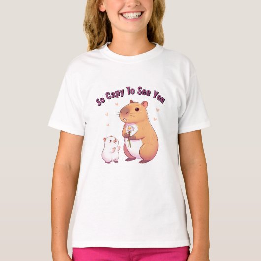So Capy To See You - かわいいカピバラアート Tシャツ (正面)