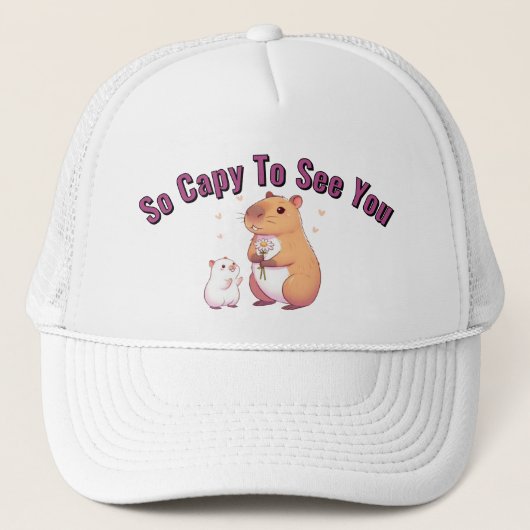 So Capy To See You – Cute Capybara Art  キャップ (正面)
