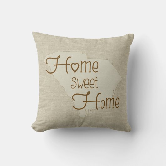 So Carolina - Home Sweet Home burlap-look w/name クッション (正面)