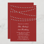 So Chic Pearls 21st Birthday招待状（赤） 招待状 (正面/裏面)