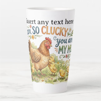  So Clucky You Are My Mum Watercolor Hen and Chick カフェラテマグ