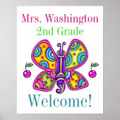 So Cute Butterfly Theme Teacher Poster ポスター (正面)