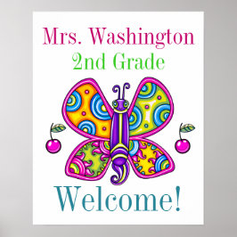 So Cute Butterfly Theme Teacher Poster ポスター