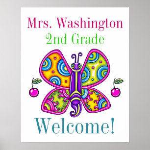 So Cute Butterfly Theme Teacher Poster ポスター