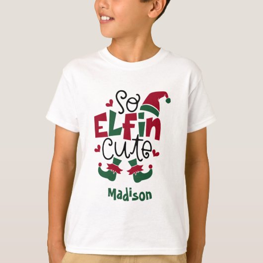 So Elfinかわいい名前パーソナライズされた小妖精や小人クリスマス Tシャツ (正面)