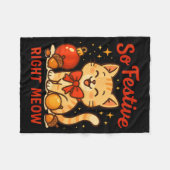 So Festive Right Meow Kawaii Cat Christmas Santa H フリースブランケット (正面(横))