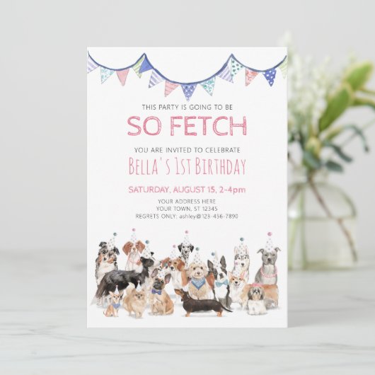 So Fetch Puppy Doge Birthday Party Invitation tran 招待状 (スタンド正面)