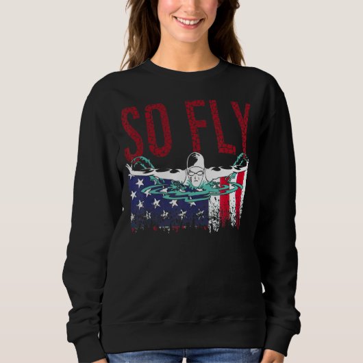 So Fly U S Swimチームスイミングスポーツ スウェットシャツ (正面)