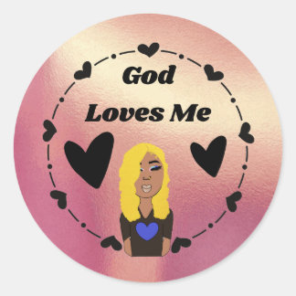 So Glam God Loves Me Fancy Classic Round Sticker ラウンドシール