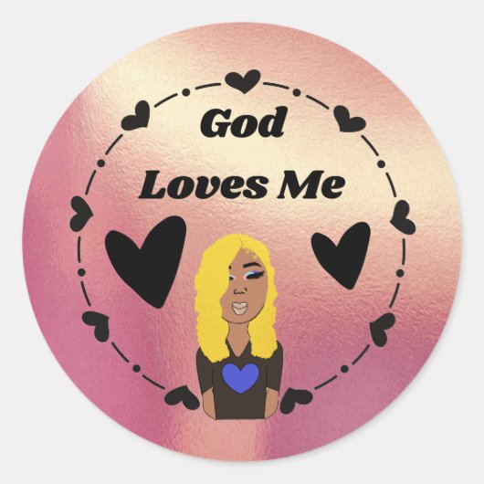 So Glam God Loves Me Fancy Classic Round Sticker ラウンドシール (正面)