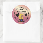 So Glam God Loves Me Fancy Classic Round Sticker ラウンドシール (バッグ)