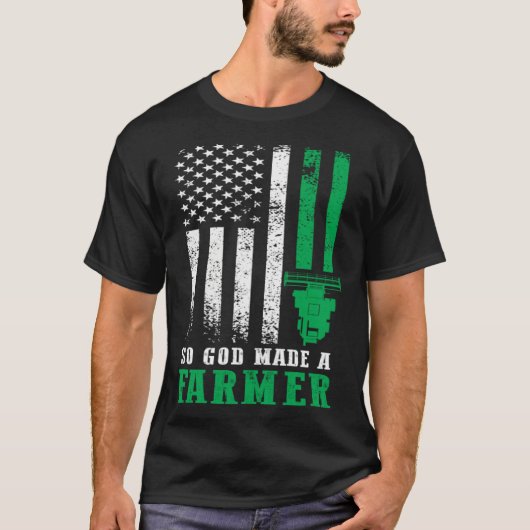 So God Made A Farmer American Flag Farming Farm Tシャツ (正面)