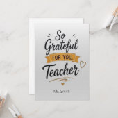 So Grateful for You Personalized Teacher  カード (正面/裏面インサイチュ)