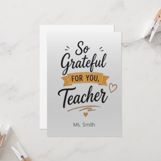 So Grateful for You Personalized Teacher  カード (正面/裏面インサイチュ)