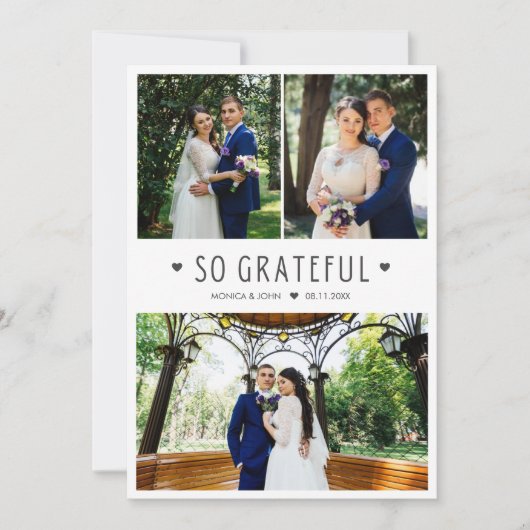 So Grateful Modern Wedding Photo Thank You Card サンキューカード (正面)