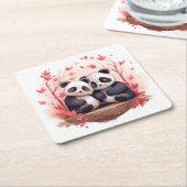 So Happy Together Pandaペア スクエアペーパーコースター (アングル)