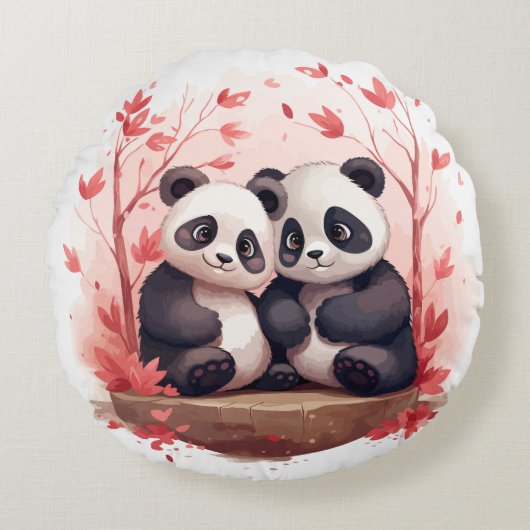 So Happy Together Pandaペア ラウンドクッション (正面)