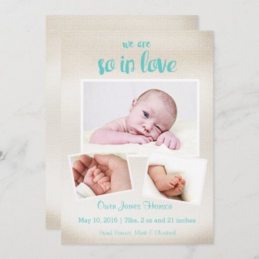 So In Love男の赤ちゃん誕生発表 案内状 (正面/裏面)
